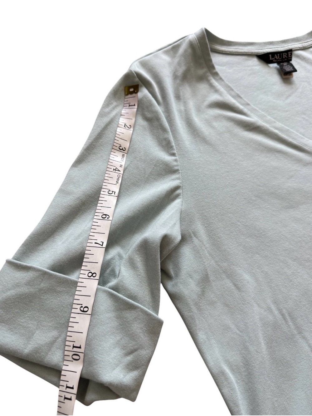 Lauren Ralph Lauren Sage V-Neck Stretch Cotton Tee Size Large - Picture 11 of 11